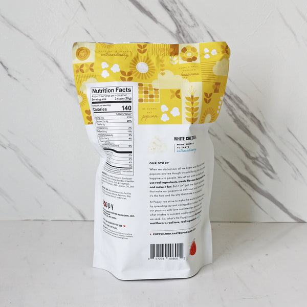 Poppy White Cheddar Cheese Popcorn
