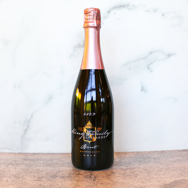 A bottle of King Family Brut Rose available at TASTE across costal Virginia and Richmond and online at TASTE.online