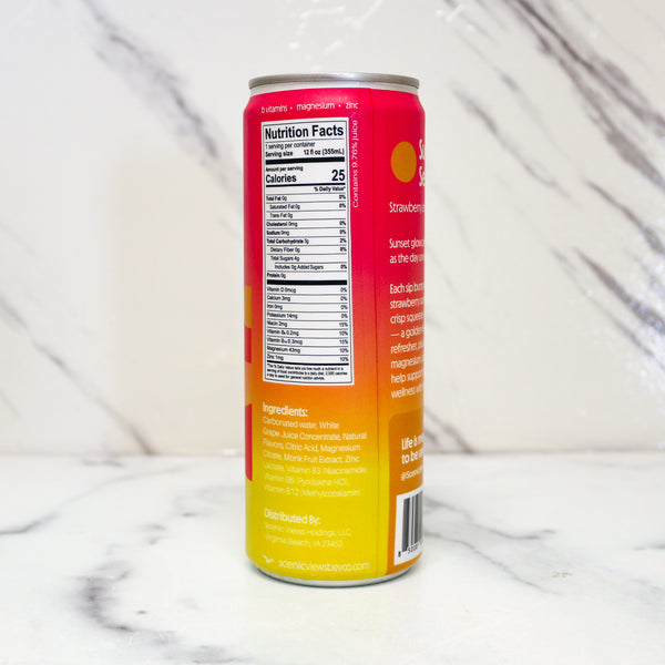 Can with nutrition facts label on a marble surface