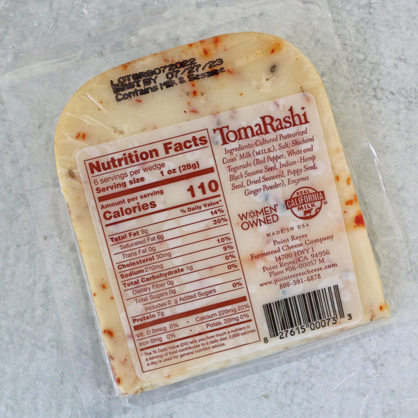 Point Reyes toma rashi package showing nutrition facts and ingredients