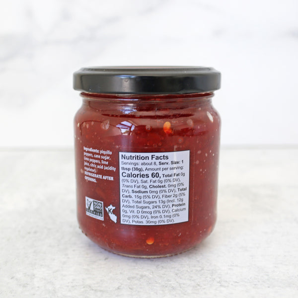 Back of Bottle showing ingredients and nutrition facts