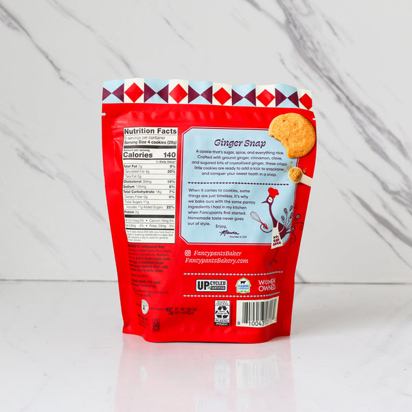 Red package of Ginger Snap cookies with a white background
