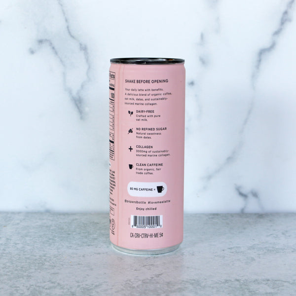 Pop and bottle can on a white background displaying some of the beneficial ingredients. 