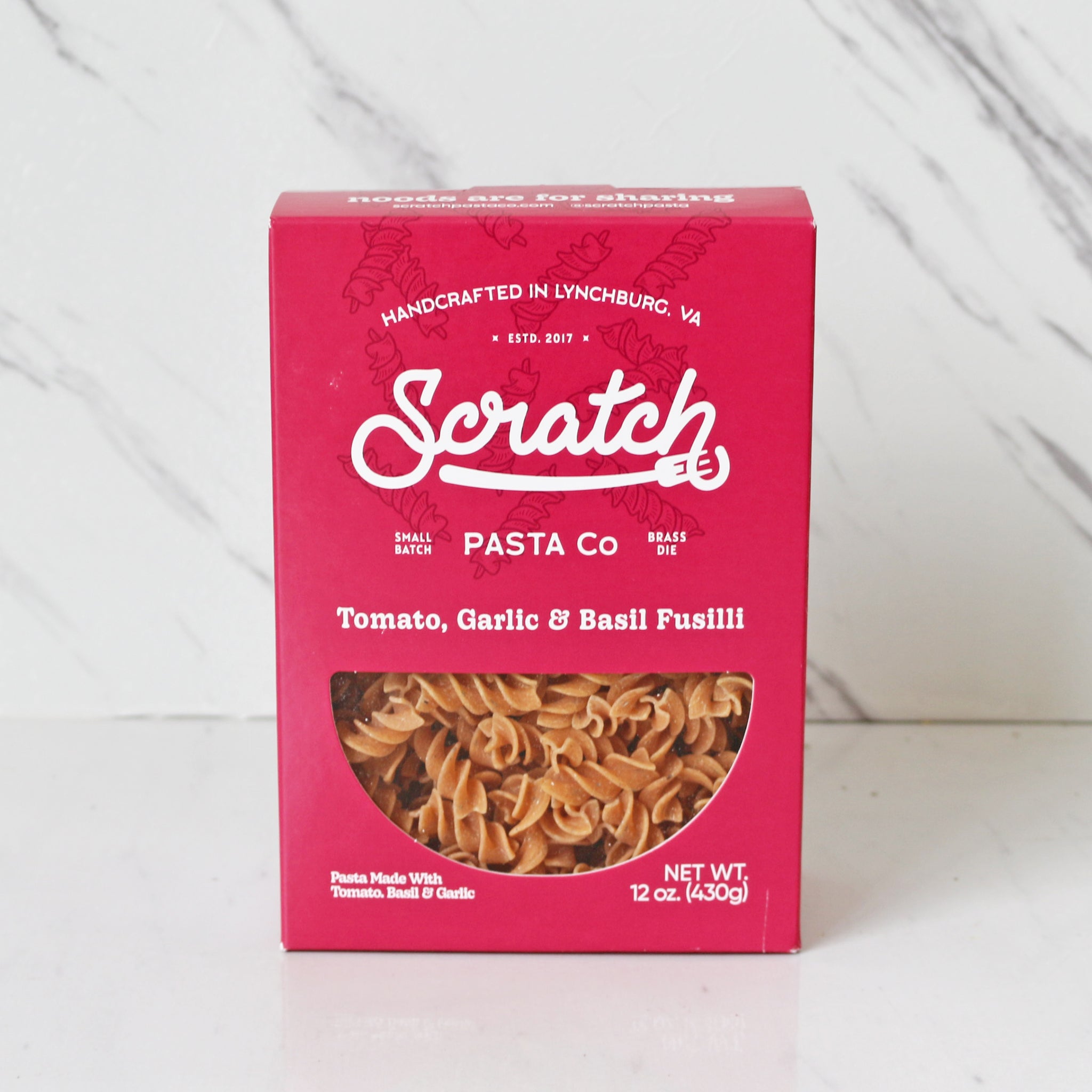 Scratch Pasta Co. Tomato, Basil, Garlic Fusilli