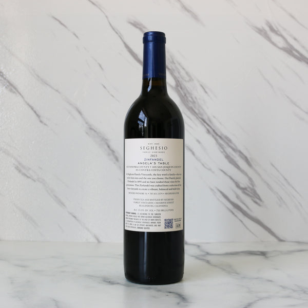Wine bottle with label on a marble background