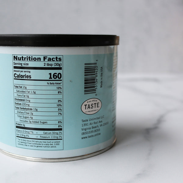 The back of a can of Beach Crunch showing nutrition