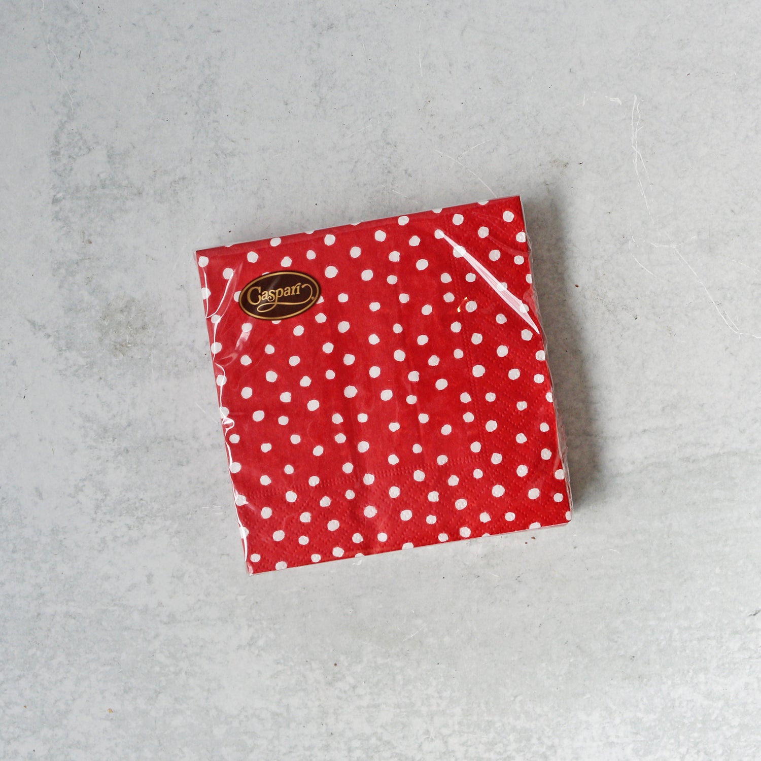 Caspari Cocktail Napkins, Red & White Polka Dots